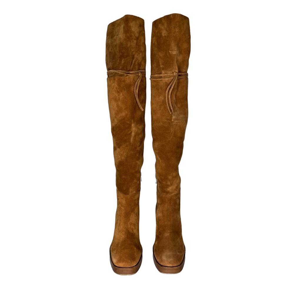 Free People Cognac Brown Echo Platform Over the Knee Boots - Picture 4 of 11